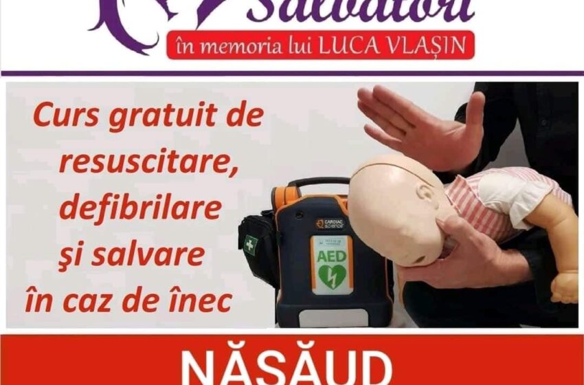  Curs gratuit de resuscitare, defibrilare și salvare în caz de înec, în 7 și 8 Iulie 2021 la Năsăud!