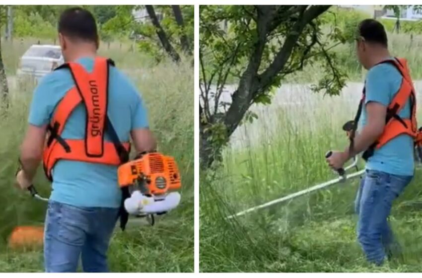  VIDEO ! Deputatul Daniel Suciu a luat coasa și s-a apucat de treabă  prin Bistrița. El îl invita și pe primarul Ioan Turc