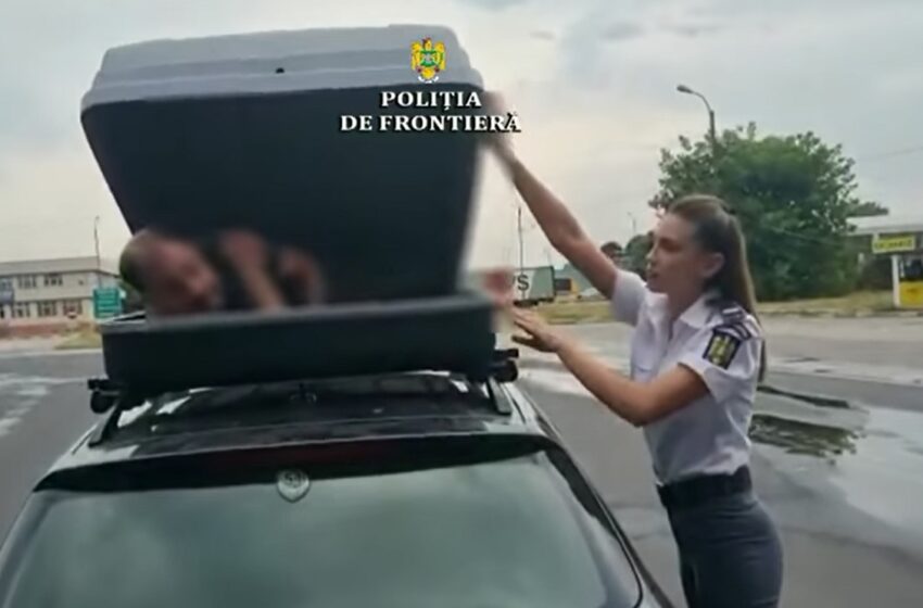  Vama Giurgiu: Cetățean sirian, ascuns în portbagajul montat pe plafonul unei mașini! Acesta urma să ajungă în Germania