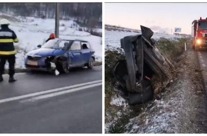  (FOTO) Accident la ieșirea din cartierul  Liviu Rebreanu –  Năsăud