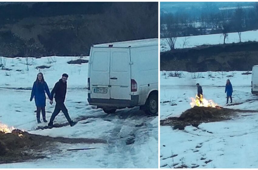  (FOTO) Amendă usturătoare pentru două persoane suprinse în timp ce au abandonat și incendiat deșeuri în natură, pe Valea Bârgăului