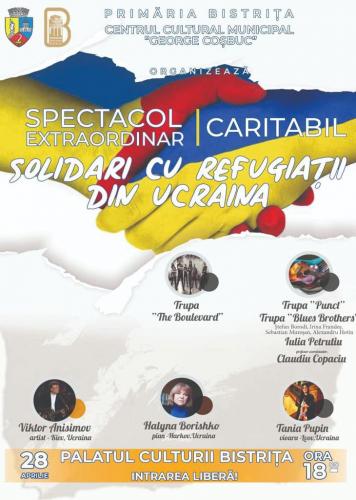  Palatul Culturii  Bistrita vă invită la spectacolul caritabil „Solidari cu refugiații din Ucraina”