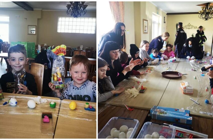  (FOTO) Pompierii au vopsit ouă și au împărtășit povești de viață, împreună cu copiii ucraineni cazați la o tabără din județul Bistrița-Năsăud