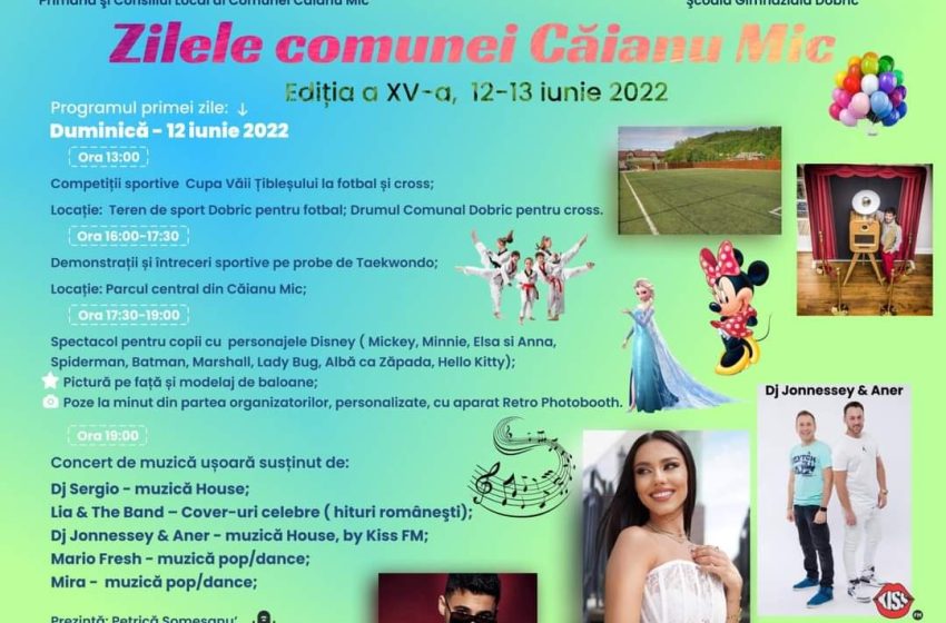  Zilele comunei Căianu Mic. Două zile pline de evenimente, muzică, bună dispoziție și surprize pentru cei mici