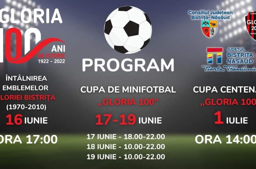  Clubul Sportiv Gloria Bistrița, 100 de ani de muncă, performanță și pasiune pentru sport. Calendarul evenimentelor