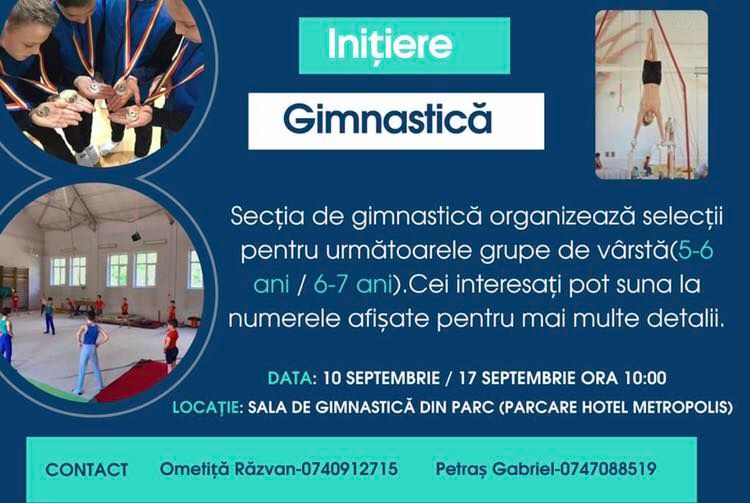  BISTRIȚA. Secția de gimnastică artistică organizează selectii pentru mai multe grupe de vârstă