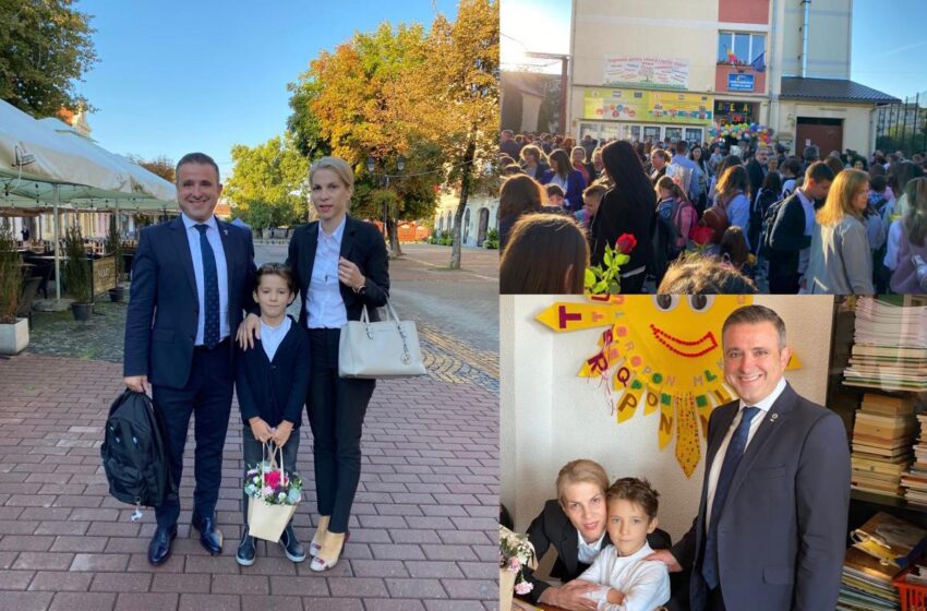  Primarul Ioan Turc, alături de fiul său Andrei: Prima zi de școală în clasa I!