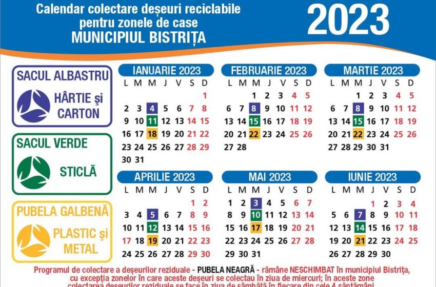  Pentru 2023, programul de colectare a deșeurilor din județul Bistrița-Năsăud își păstrează aceleași principii