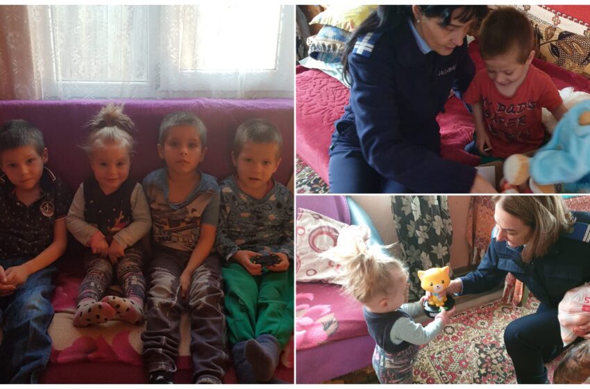  Jandarmii bistriţeni, mesagerii Moșului pentru patru familii aflate în impas