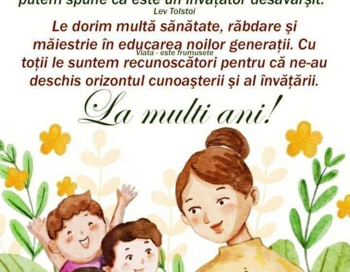  Primarul Valentin Grapini: La multi ani de ziua învățătorului!