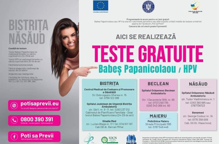  Campanie de prevenire și testare a cancerului de col uterin in Bistrița-Năsăud.Pune sănătatea ta pe primul loc!