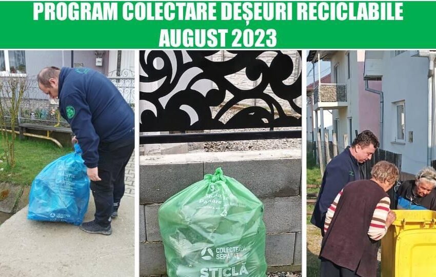  Programul de colectare a deșeurilor reciclabile în luna AUGUST 2023 pentru Municipiul Bistrița și în localitățile componente!