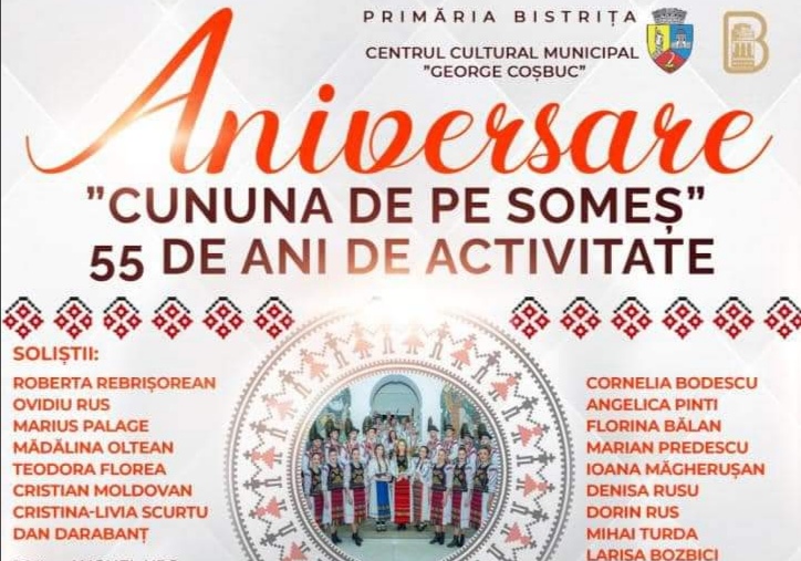  Ansamblul folcloric CUNUNA DE PE SOMEȘ împlinește astăzi 55 de ani de activitate