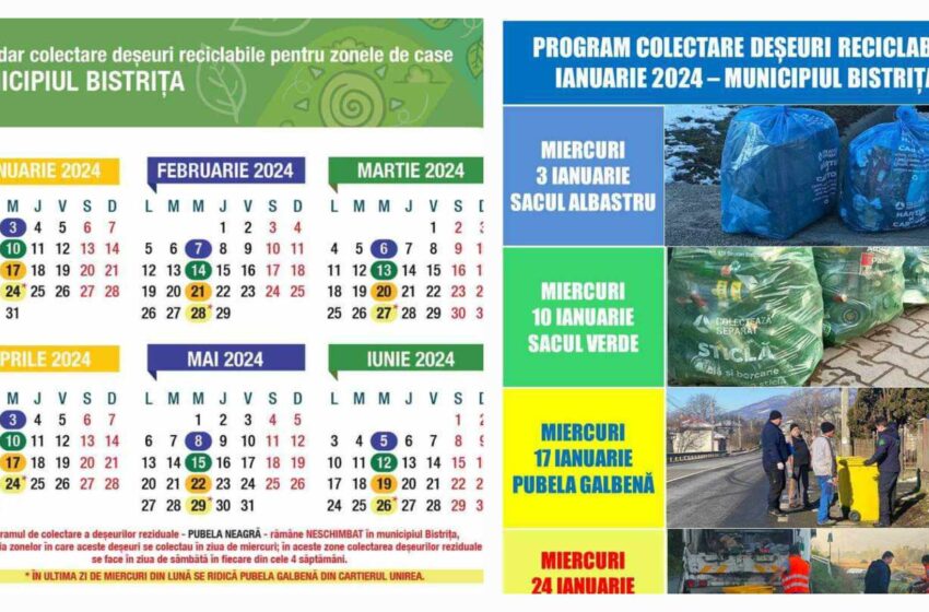  Anul 2024 vine cu o modificare a programului de colectare a deșeurilor reciclabile pentru Cartierul Unirea din Municipiul Bistrița