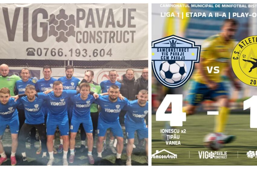  Minifotbal Bistrița: SAM VIG CCM la a două victorie din play-off, scor 4-1 cu Atletic Bistrița