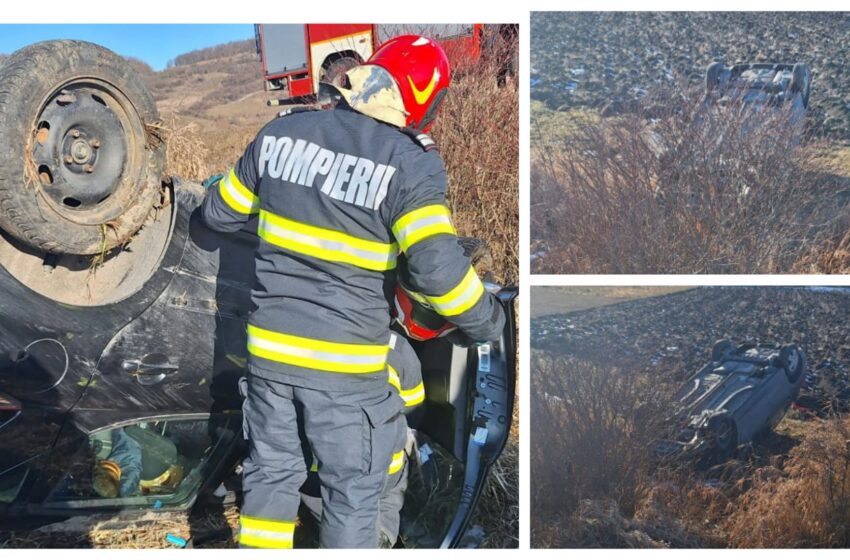  ACCIDENT! Un bărbat de 52 de ani din Șintereag a ieșit cu mașina în decor