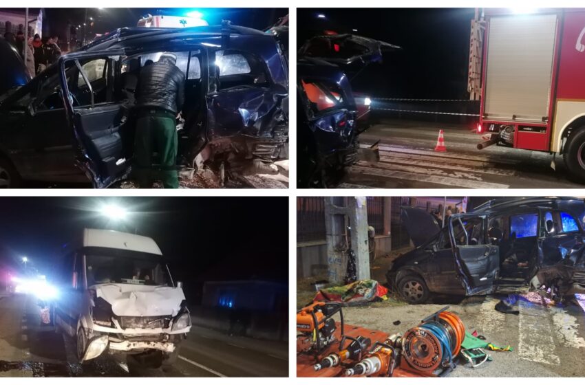  Accident rutier la Reteag între un microbuz și o mașină! Trei persoane rănite au ajuns la spital! FOTO/VIDEO