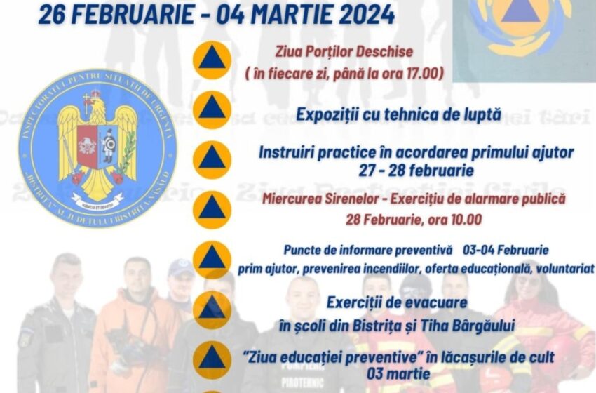  ISU BN : ”Săptămâna Protecției Civile” în perioada 26 februarie – 4 martie