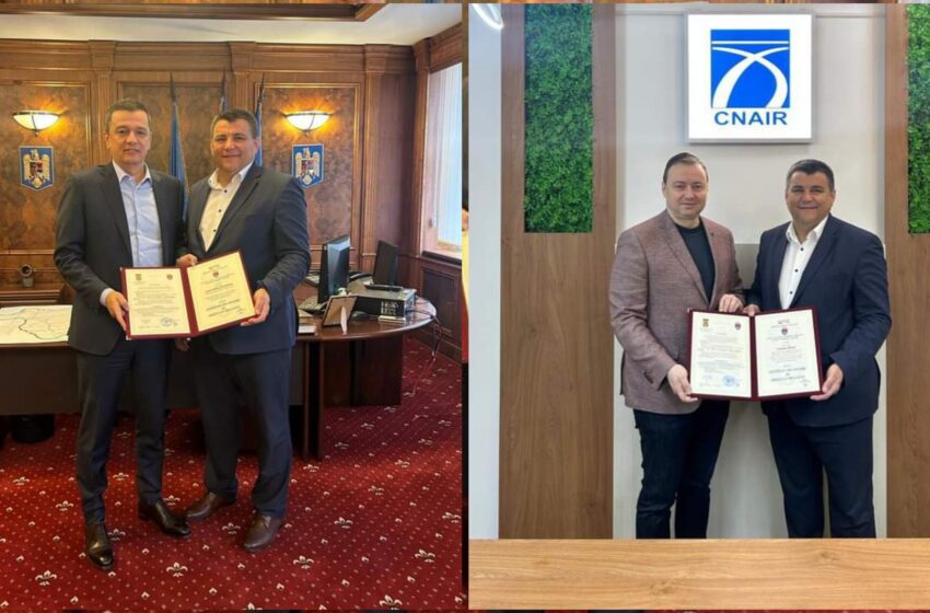  Ministrul Transporturilor și Directorul CNAIR, Cetăteni de onoare ai orașului Beclean. FOTO