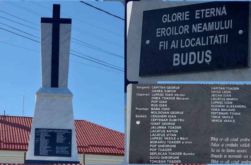  A fost edificat Monumentul Eroilor ridicat în fața școlii din Buduș. FOTO