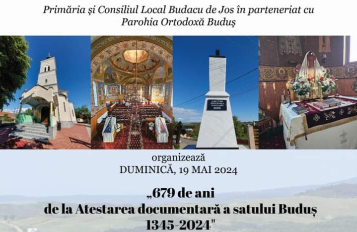  Primaria Budacu de Jos sărbătorește duminică, 19 mai, 679 de ani de la atestarea documentară a satului Buduș