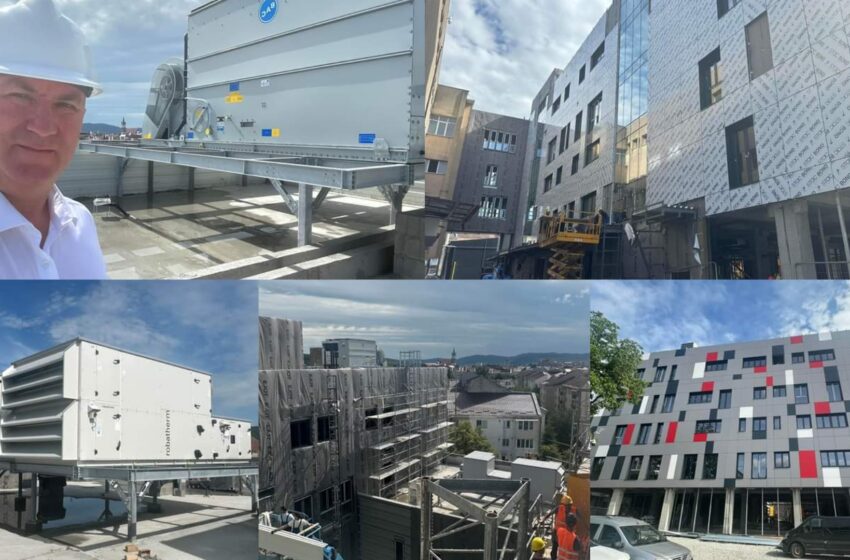  Gabriel Lazany: A început montarea echipamentelor tehnologice pe terasa superioară a spitalului. FOTO