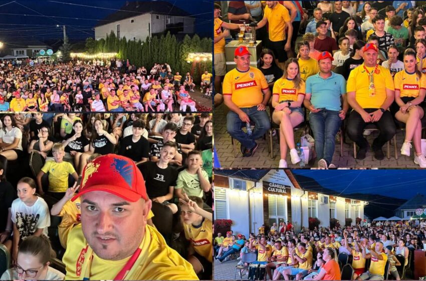  Sute de oameni au urmărit meciul România-Belgia pe un ecran gigant la Căianu Mic. FOTO