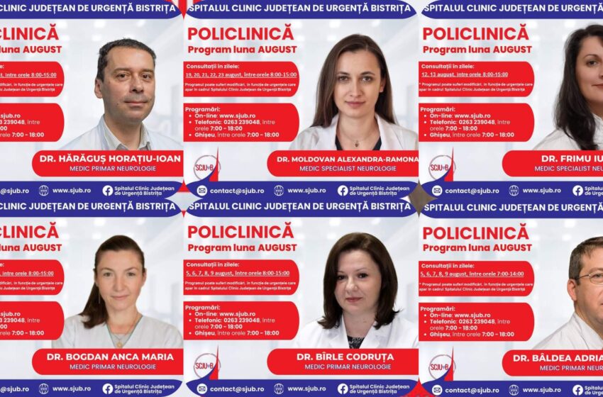  Se fac programări la specialitatea Neurologie din Policlinica Bistrița