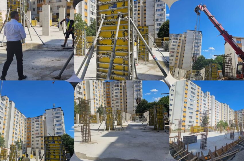  Lucrările avansează la parcarea etajată de pe strada Năsăudului din Bistrița. FOTO