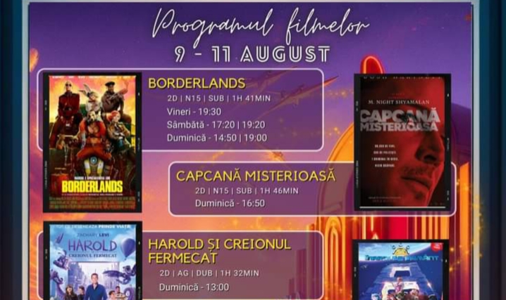  Programul filmelor la Cinema Dacia din Bistrița, în perioada 9 -11 august 2024