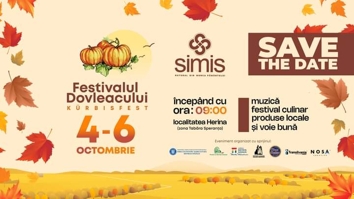  Festivalul Dovleacului , în zilele de 4,5 și 6 octombrie, la Herina