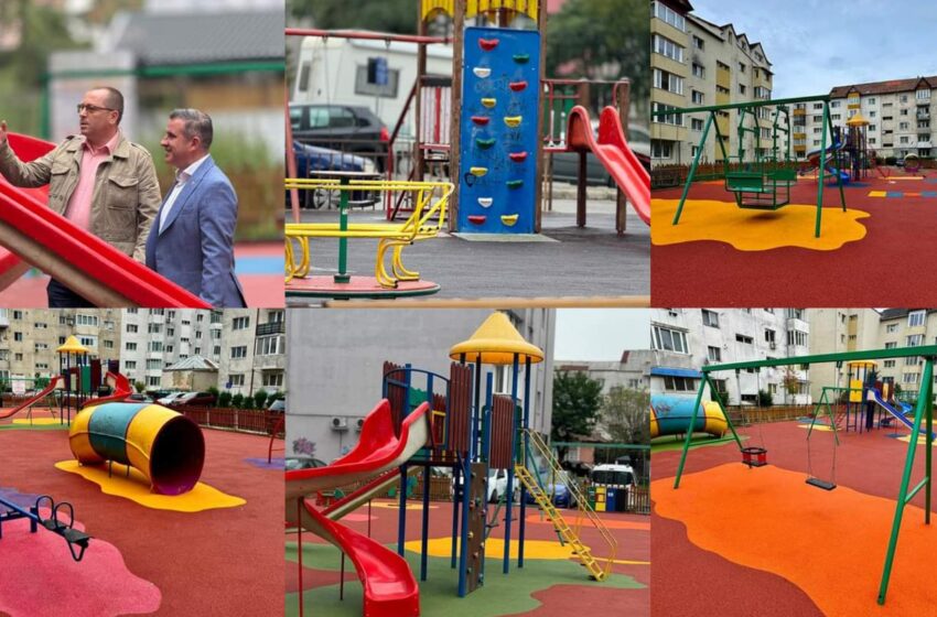  Echipamente noi și tartan pentru locurile de joacă din Bistrița. FOTO