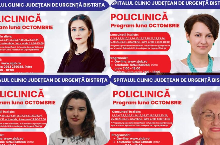  Sunt programări disponibile la specialitatea Diabet zaharat, nutriție și boli metabolice din Policlinica Bistrița, pe luna octombrie