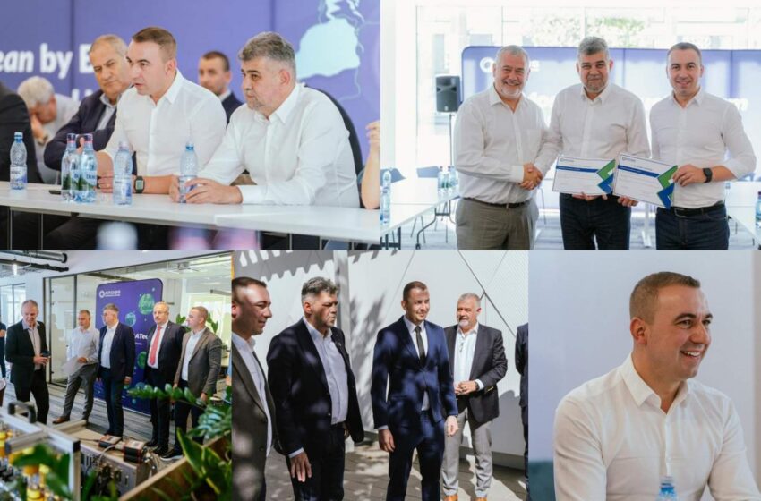  Bogdan Ivan și Marcel Ciolacu s-au întâlnit cu liderii Arobs, compania care a coordonat proiectul primei mașini electrice proiectate integral în România. FOTO