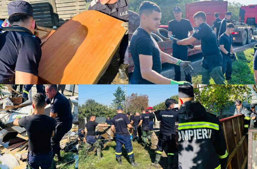  Pompierii bistrițeni intervin pentru oamenii afectați de inundații în județul Galați. FOTO
