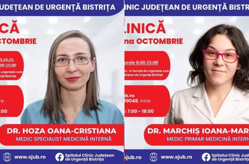  Sunt programări dispinibile la specialitatea Medicină internă din Policlinica Bistrița, pentru luna octombrie.