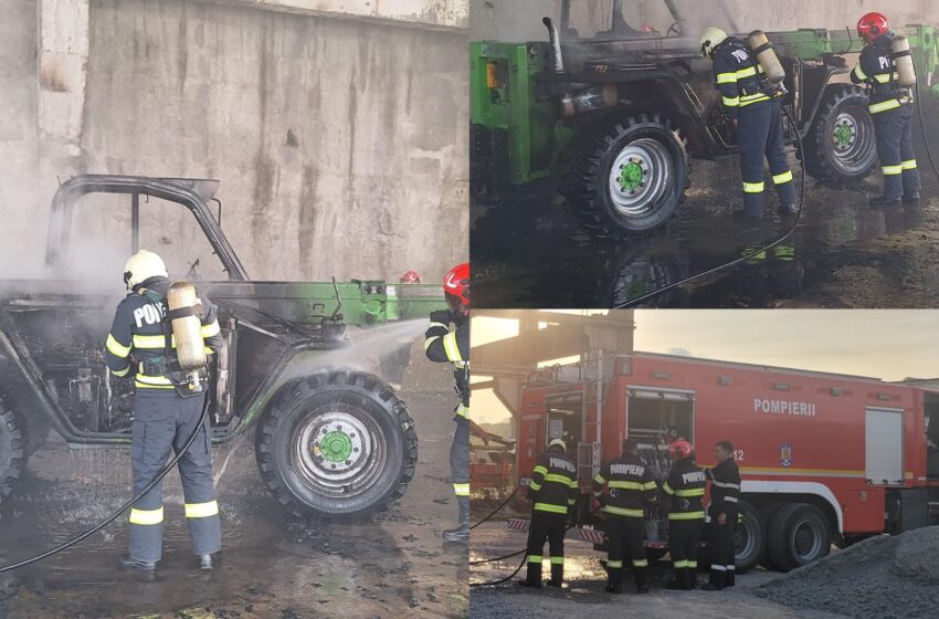  Incendiu la un utilaj aflat într-o hală din Bistrița. FOTO