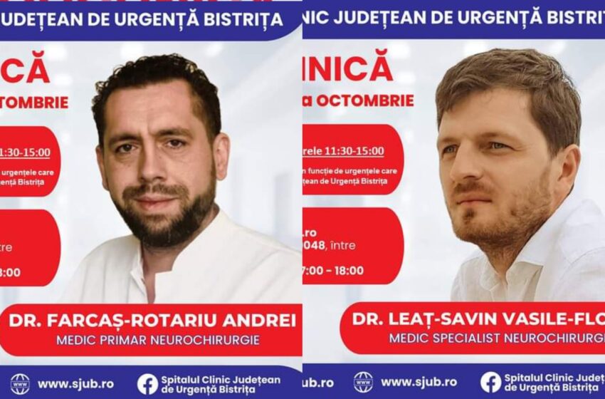  Se fac programări la specialitatea Neurochirurgie din Policlinica Bistrița, pentru luna octombrie