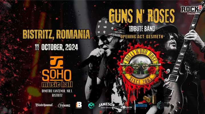  Hollywood Rose, trupa tribut Guns ‘N’ Roses, vineri, 11 octombrie, la Soho Music Hall