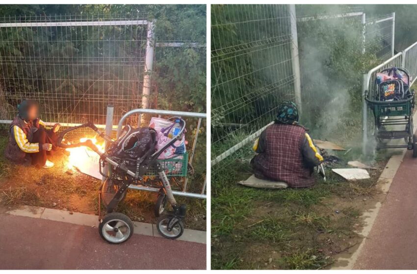  Poliția Locală Bistrița a stins un foc făcut de o persoană fără adăpost pentru a se încălzi. FOTO