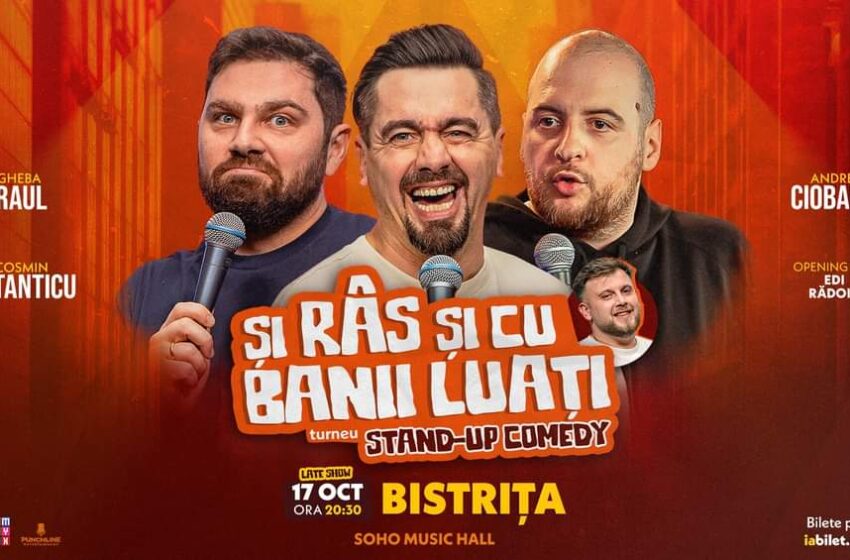  Stand-Up Comedy cu Cosmin Natanticu, Andrei Ciobanu și Raul Gheba, joi, 17 septembrie, ora 20.30, la Soho Music Hall