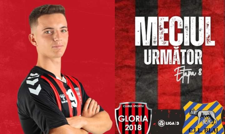  Fotbal, Liga 3: Gloria 2018 joacă sâmbăta pe teren propriu cu ACSM CIL Blaj