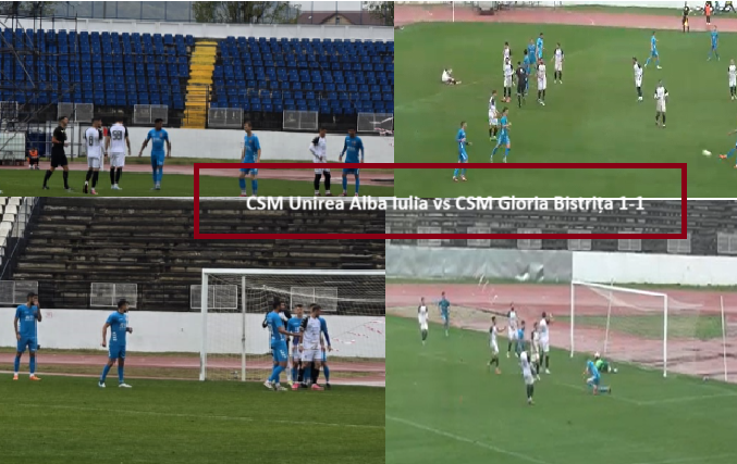  Fotbal, Liga 3: Egal într-un meci greu cu foarte multă ploaie pentru Gloria pe terenul Unirii Alba Iulia, scor 1-1