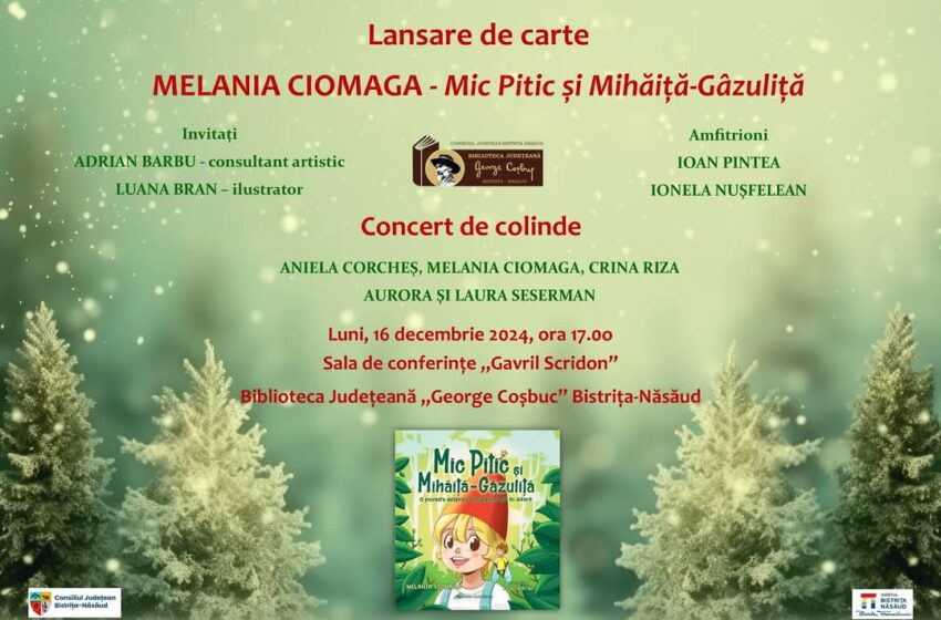 Luni, 16 decembrie 2024, lansare de carte la Biblioteca Județeană „George Coșbuc” Bistrița-Năsăud