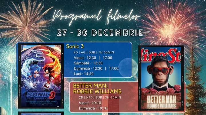  Programul filmelor la Cinema Dacia din Bistrița, în perioada 27-30 decembrie 2024