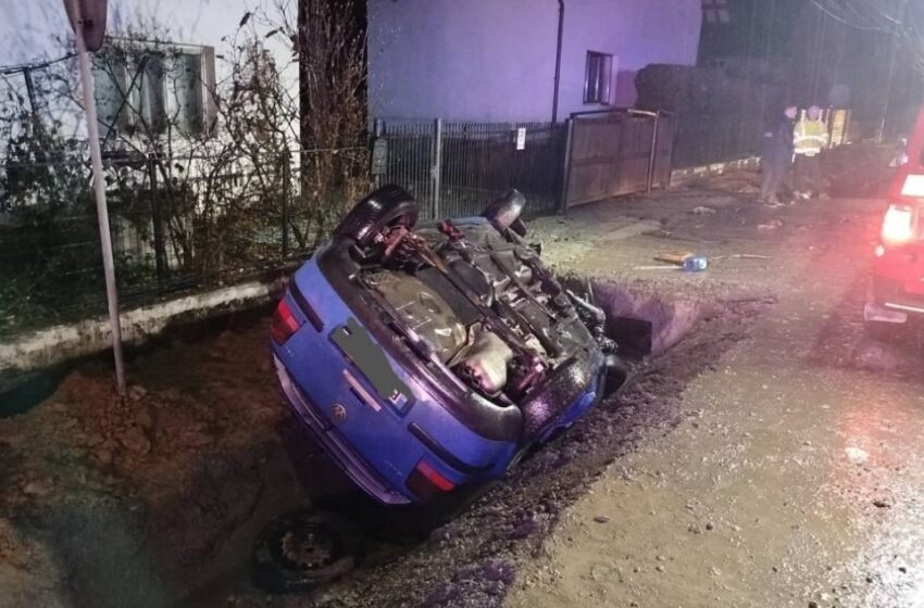  Tiha Bârgăului.S-a răsturnat cu mașina în șanț