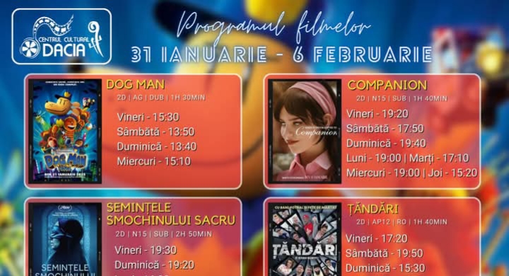  Programul filmelor la Cinema Dacia din Bistrița, în perioada 31 ianuarie-6 februarie 2025