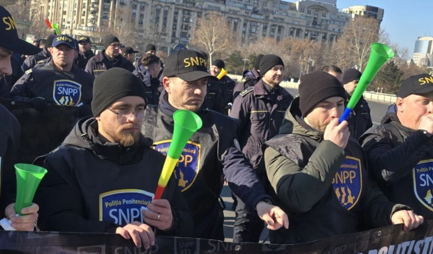  O delegație a polițiștilor de penitenciar din Bistrița a luat parte la protestul de astăzi, organizat în București