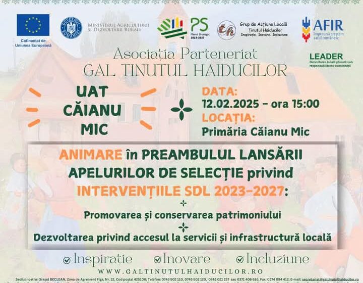  Întâlnire la Căianu Mic privind oportunitățile de de finanțare prin Strategia de Dezvolare Locală 2023-2027