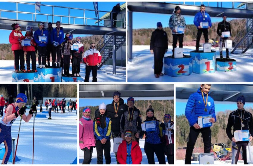  Andrei Stîngu și echipa mixtă a LPS Bistrița, pe podium la Campionatul Național Juniori III și IV la schi fond. FOTO